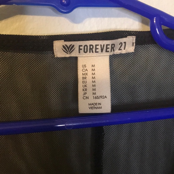 3/$15 Forever21 Black Mesh Wrap Around Crop Top M - Picture 2 of 5